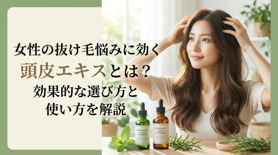 女性の抜け毛悩みに効く頭皮エキスとは？効果的な選び方と使い方を解説