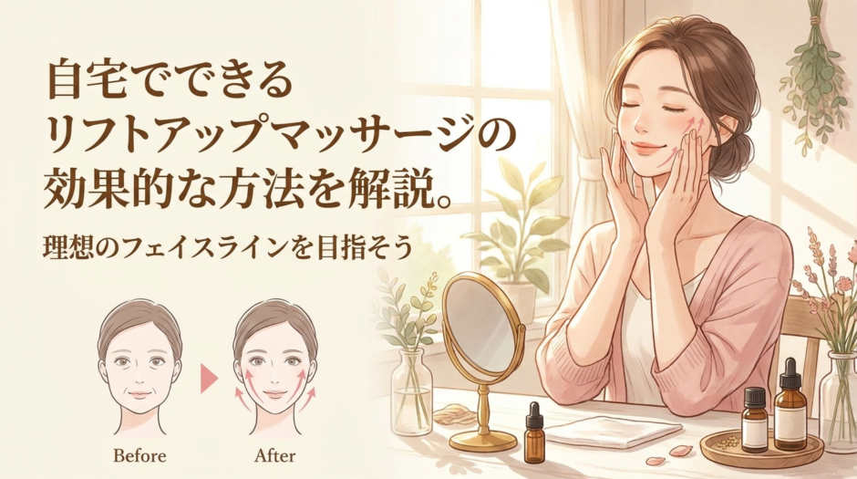 自宅でできるリフトアップマッサージの効果的な方法を解説。理想のフェイスラインを目指そう