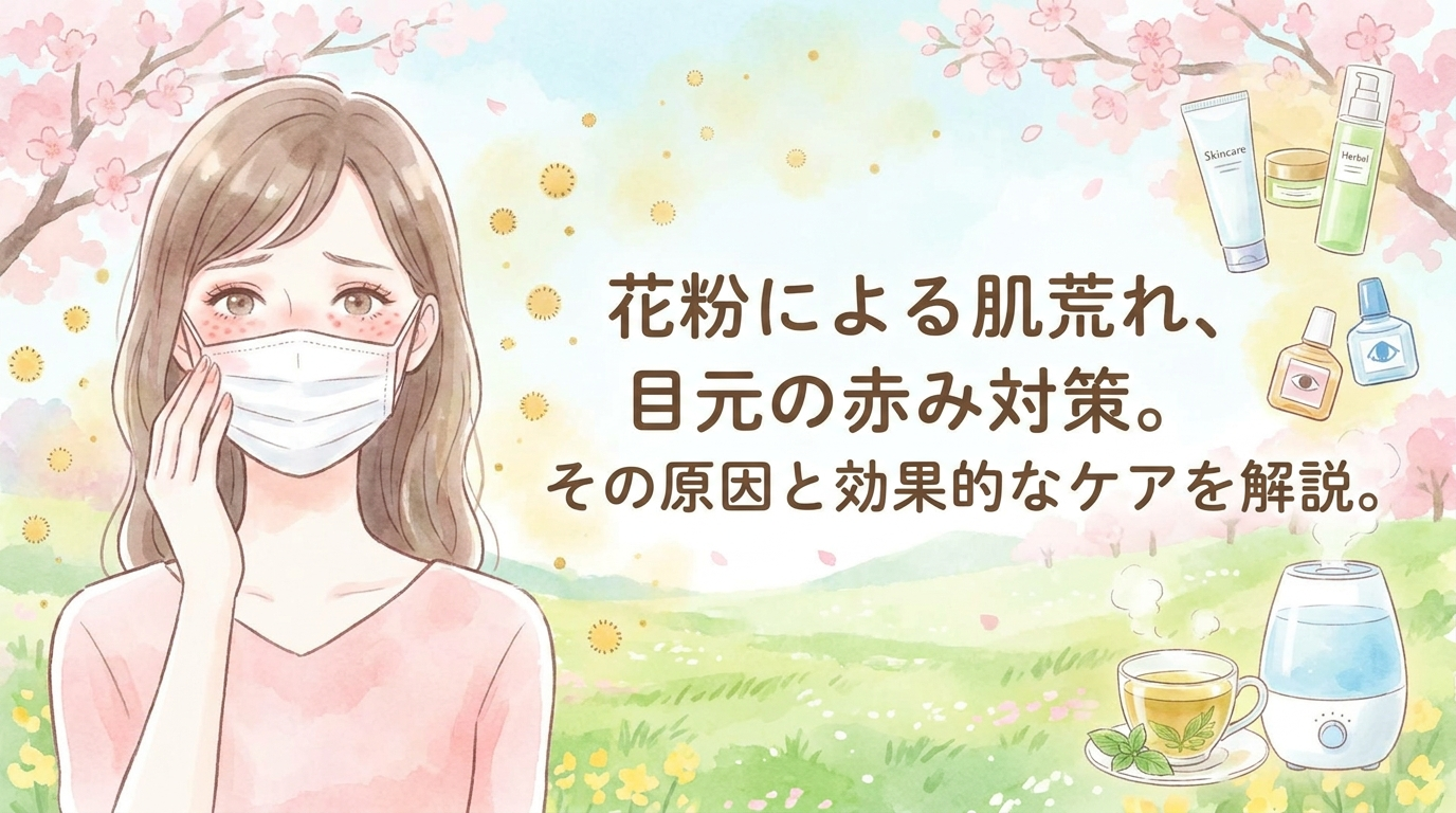 花粉による肌荒れ、目元の赤み対策。その原因と効果的なケアを解説。
