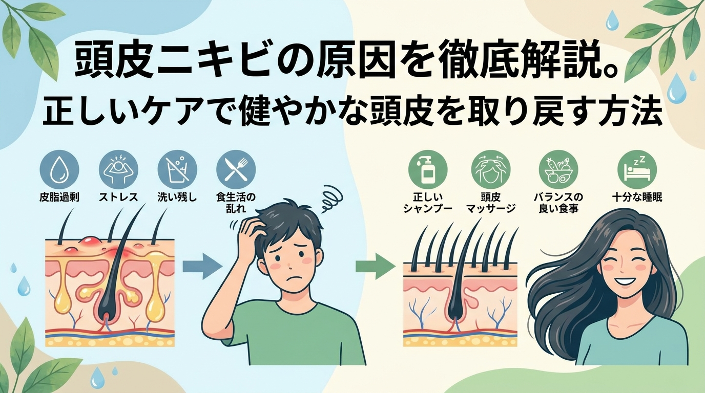 頭皮ニキビの原因を徹底解説。正しいケアで健やかな頭皮を取り戻す方法